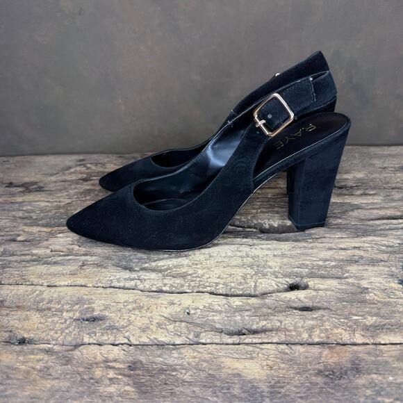 Raye Black Velvet Slingback Block Heel Women’s Size 10 Pointed Dress Shoes - Picture 4 of 10